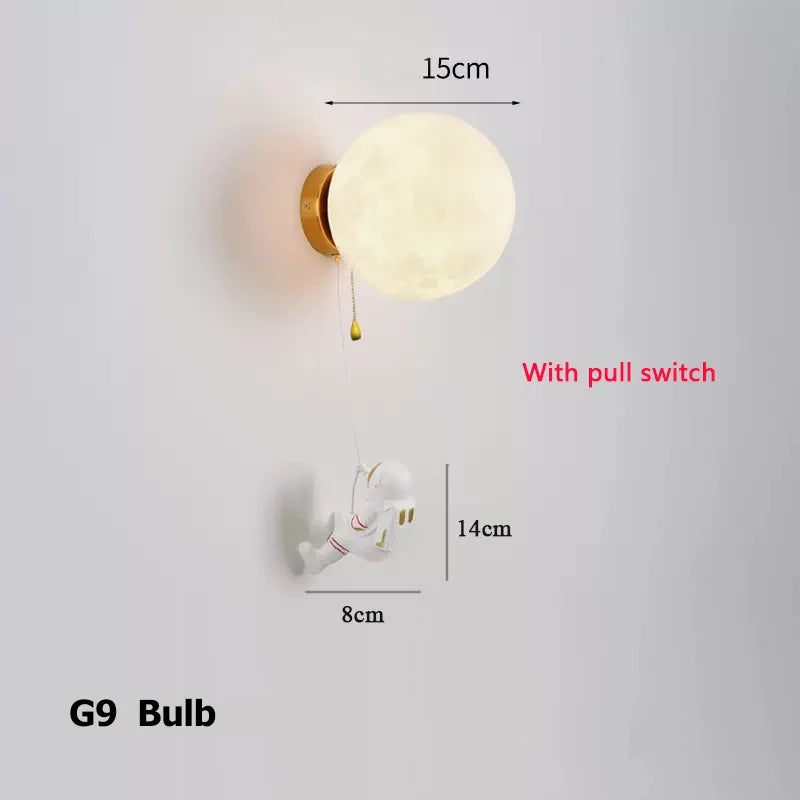 LunarGlow Wall Lamp - Maanvormige Astronaut Verlichting
