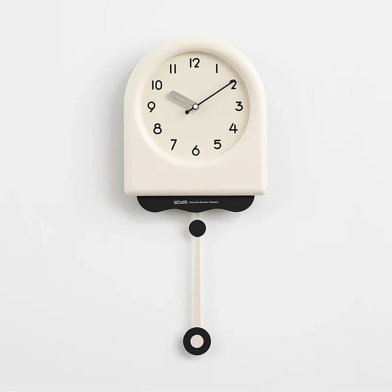 CremePendulum Clock - Koreaanse Wandklok met Modern Design