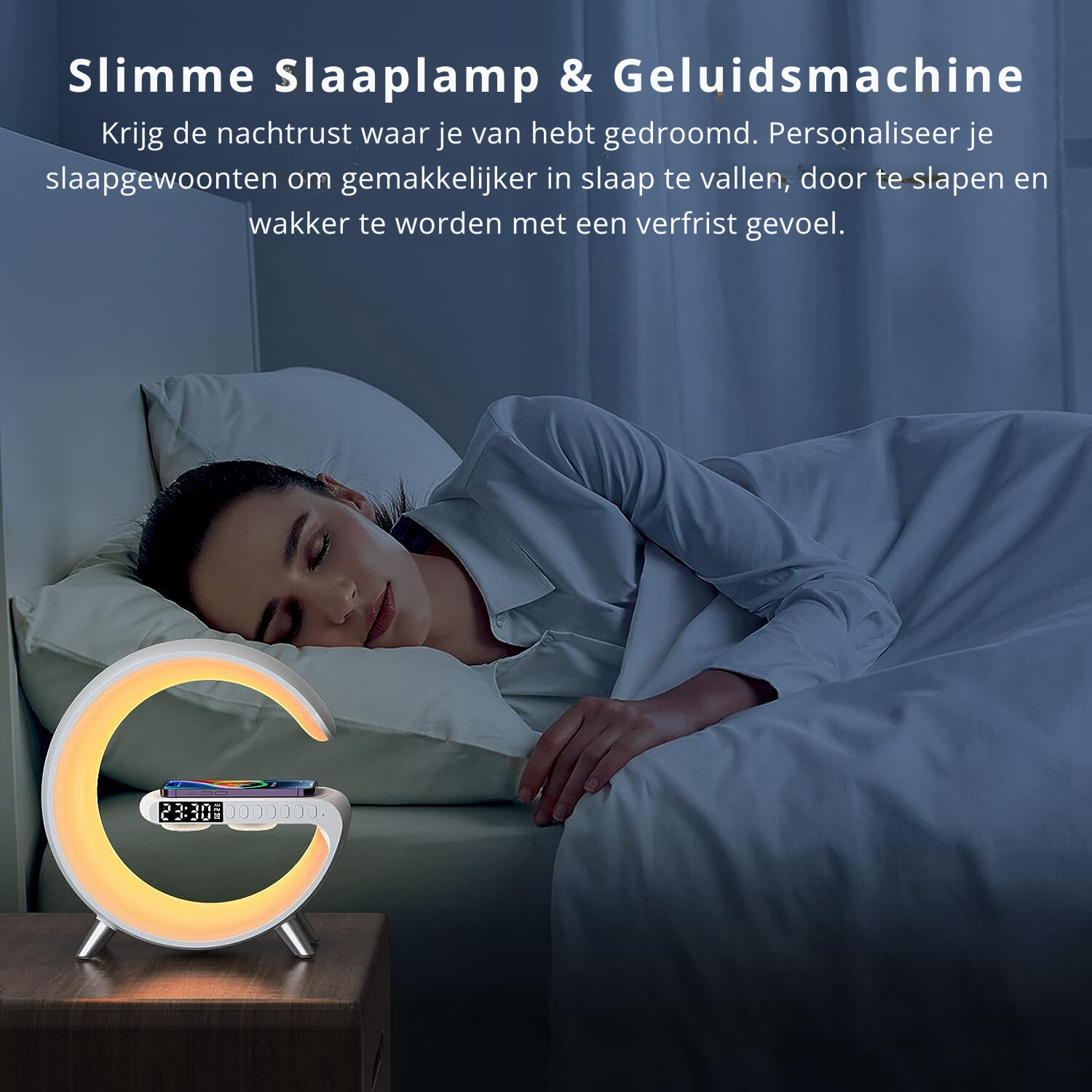 GlowHub - Multifuntionele Oplaadbare Speaker met Wekker en Sfeerlicht