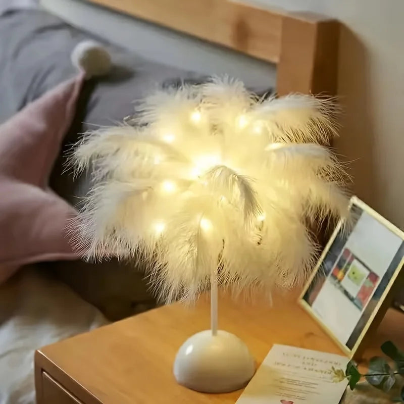 FeatherLuxe Lamp - Betoverende Tafellamp voor Warmte en Sfeer