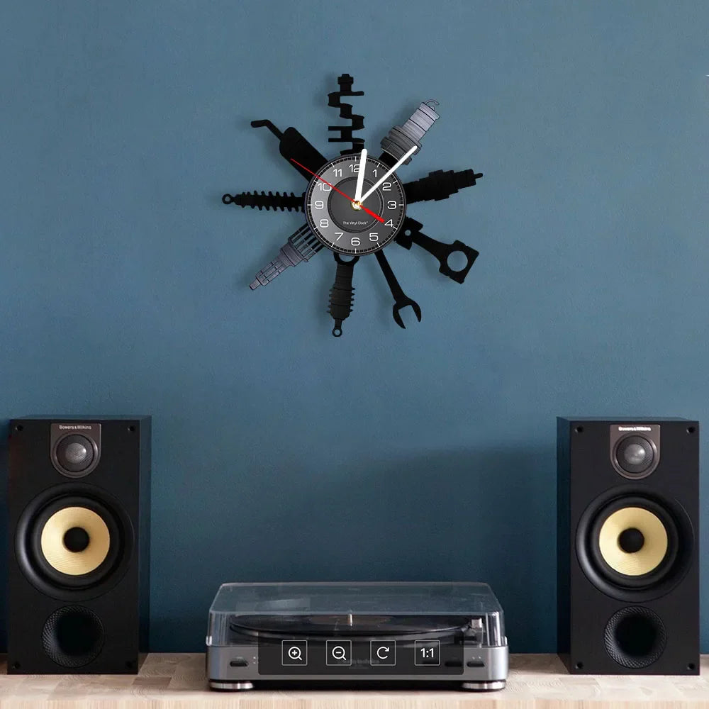 AutoRepair Clock - Moderne Garage Vinyl Wandklok