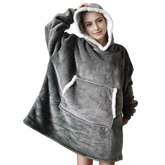 SnugFit Hoody Deken - Luxe Flanel met Sherpa