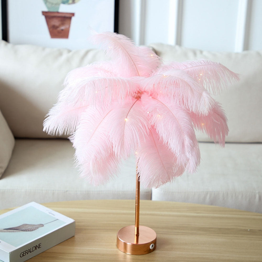 OstrichGlow Nightlight - Unieke Sfeerlamp met Roze Voet