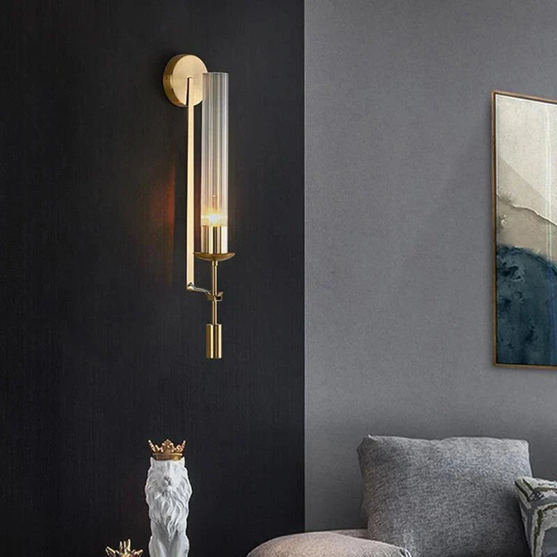 NordicGlow - Luxe Gouden Wandlamp met Glas