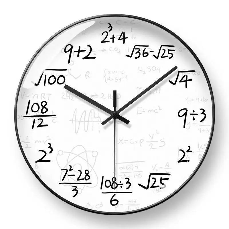 ChalkBoard Clock - Wiskundige Formules Wanddecoratie