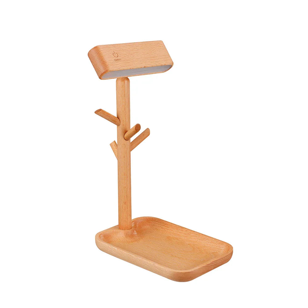 NatureGlow - Elegante Dimbare Houten Tafellamp met Opbergruimte