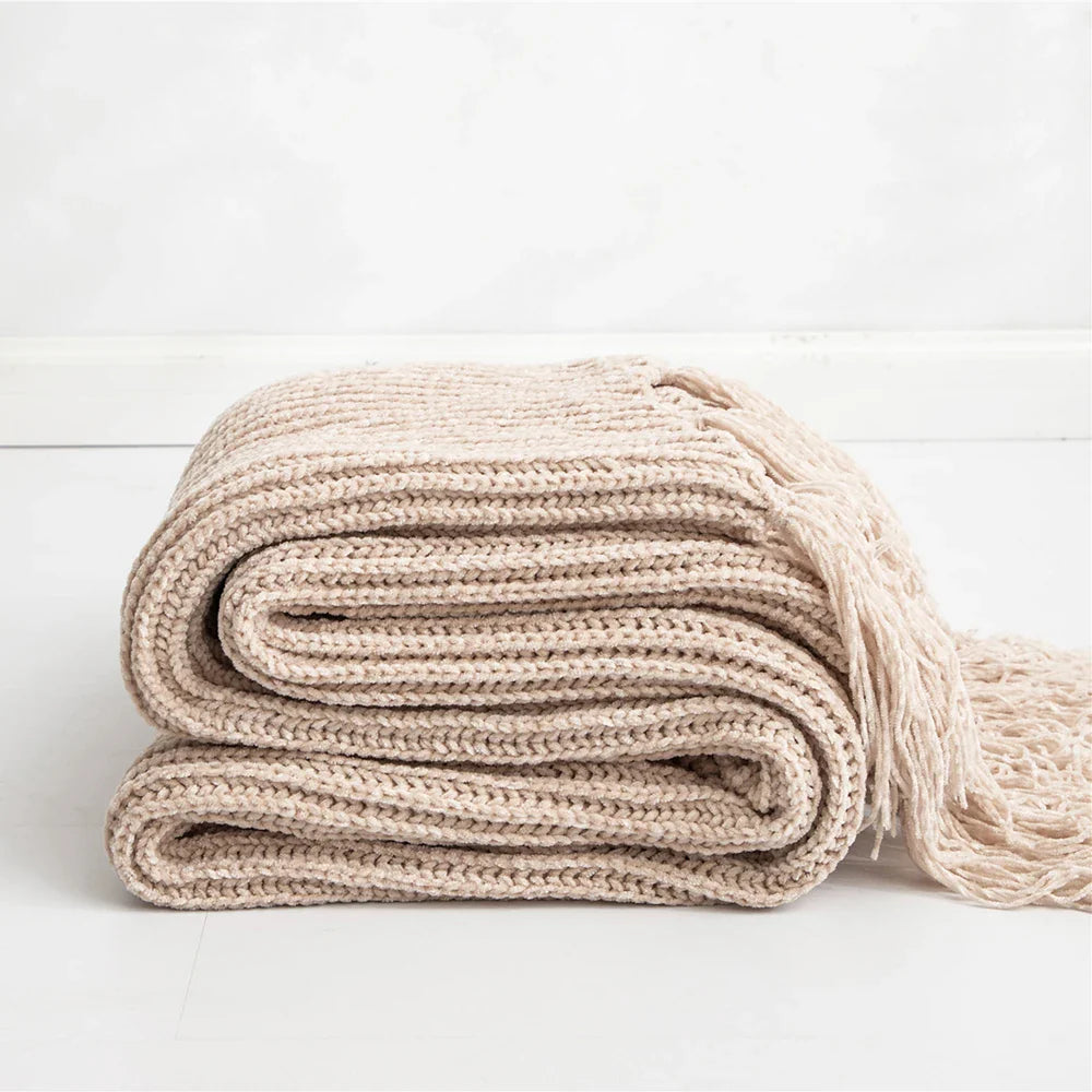 HeartCozy Blanket – Luxe Chenille Deken met Hartfranjes