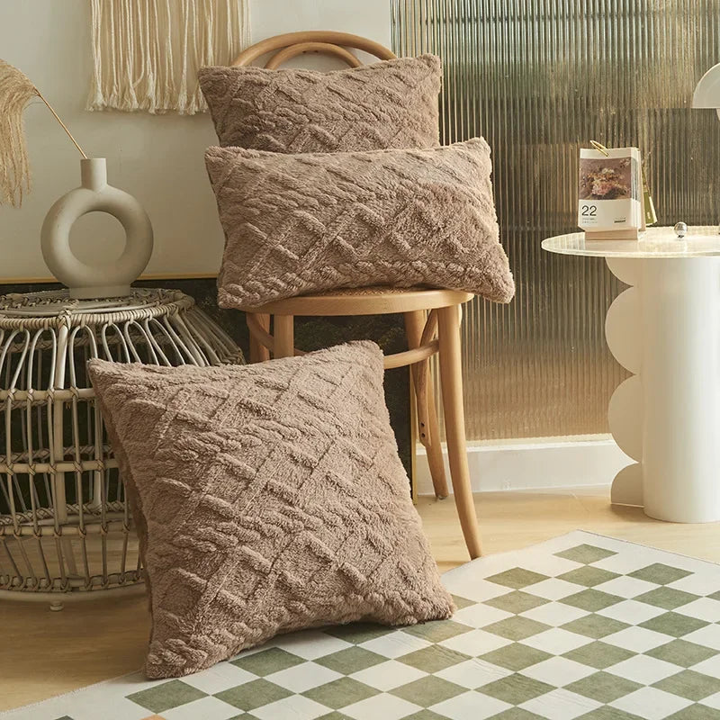 SilkAura Décor Kussenhoes - Luxe Comfort met Geometrische Jacquard