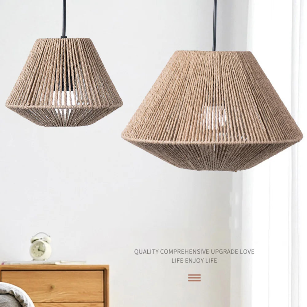 Rotan Hanglamp - Elegante Rotan Hanglamp met Geometrisch Design voor Sfeervolle Verlichting