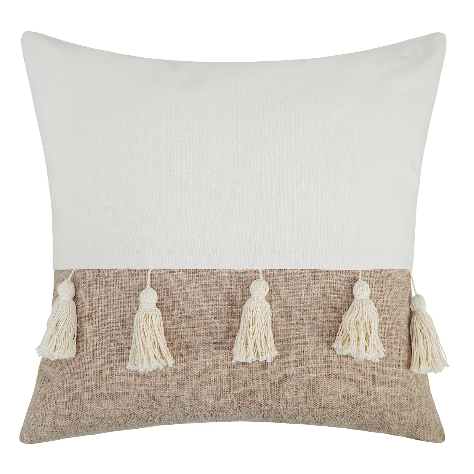 Bohemian Kussenhoes - Geometrisch Kussenhoes in Beige met Franjes