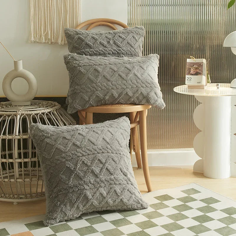 SilkAura Décor Kussenhoes - Luxe Comfort met Geometrische Jacquard