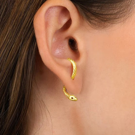 SerpentEdge Earrings - Elegante Slangvormige Oorbellen