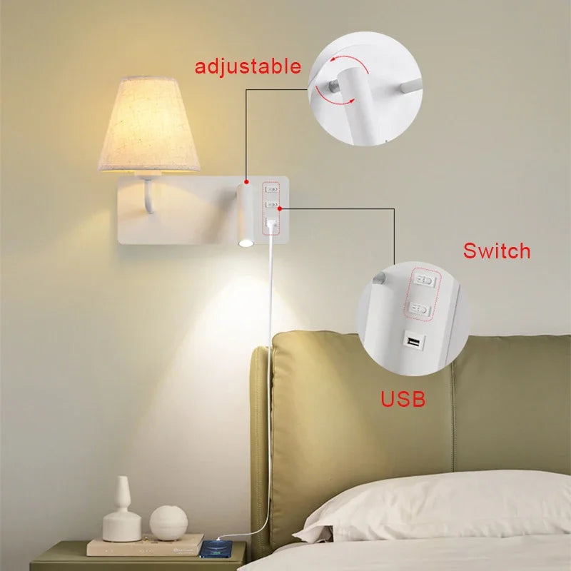 LuminoWall - Minimalistische USB Wandlamp met Leesspot