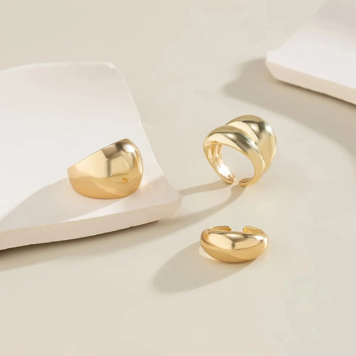 TrioGlam Rings - Set van 3 Glanzende Metaaldecoraties