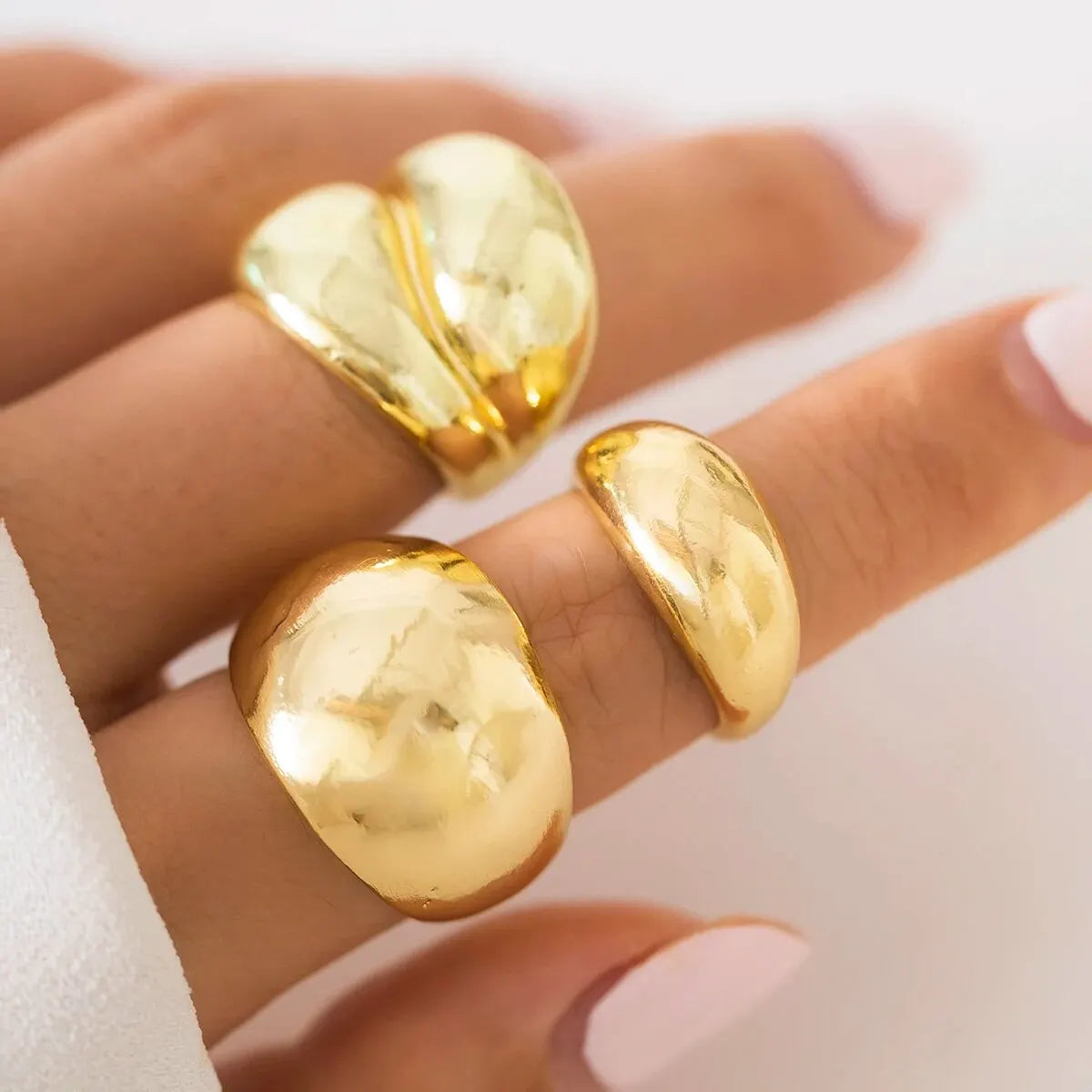 TrioGlam Rings - Set van 3 Glanzende Metaaldecoraties