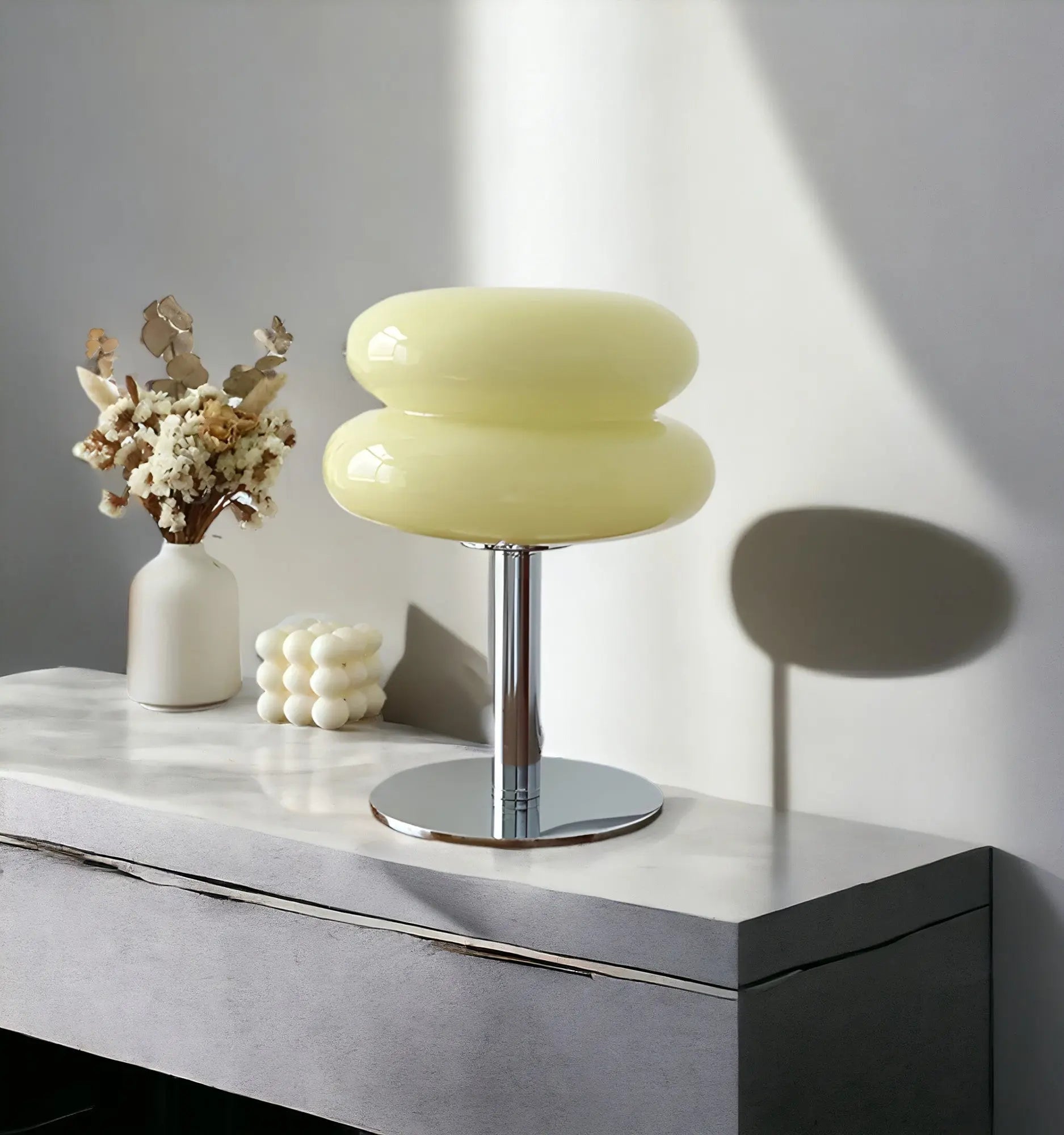 Elegante Macaron Glazen Tafellamp met USB - 3 Lichtkleuren