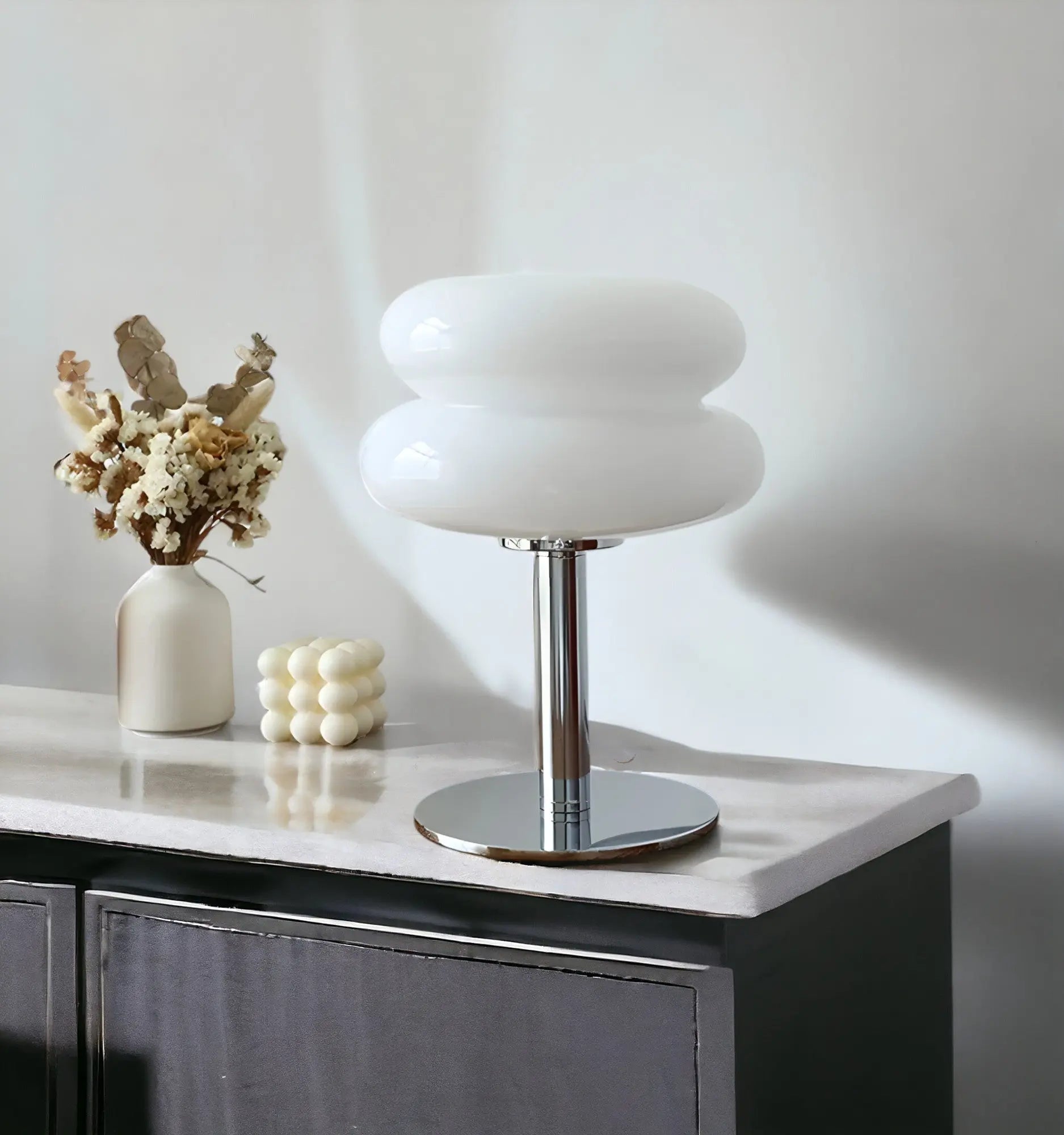 Elegante Macaron Glazen Tafellamp met USB - 3 Lichtkleuren