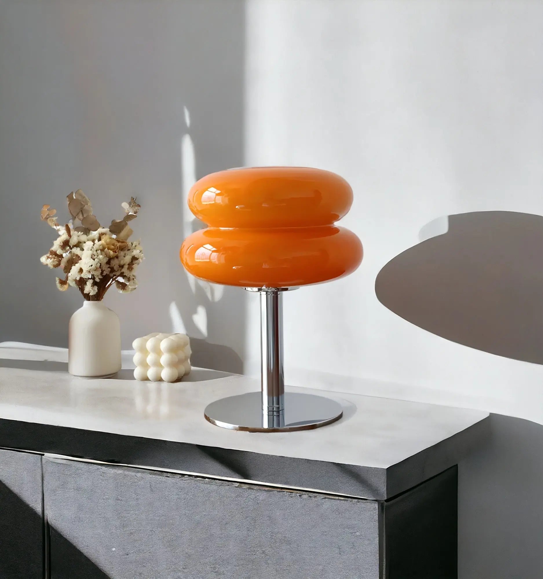 Elegante Macaron Glazen Tafellamp met USB - 3 Lichtkleuren