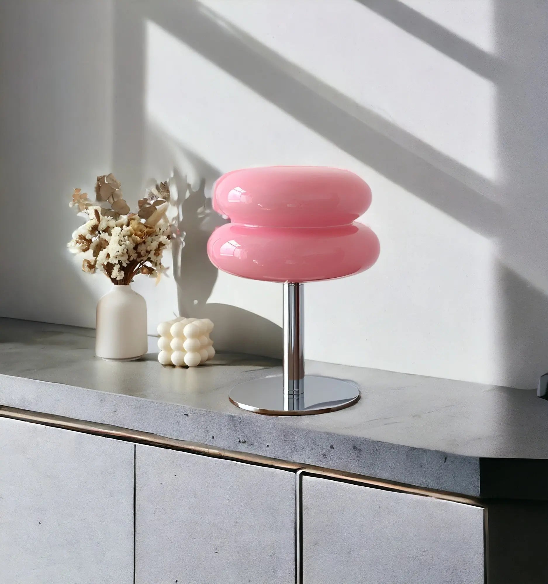 Elegante Macaron Glazen Tafellamp met USB - 3 Lichtkleuren