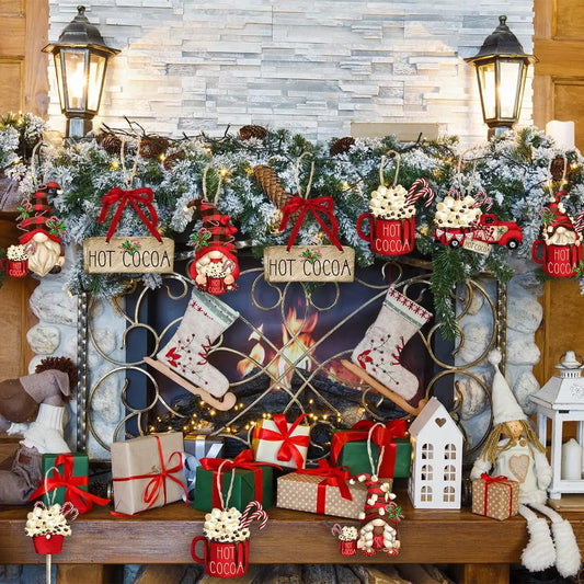 GnomeMagic Kerstdecoratie - Charmante Houten Kerstornamenten