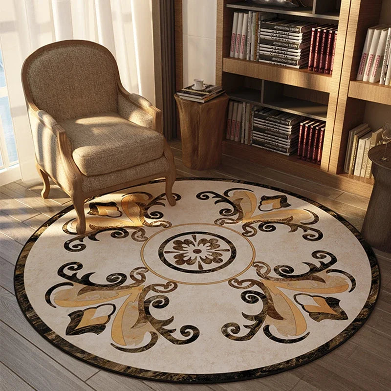 ElegantCircle - Luxe Amerikaanse Ronde Tapijt voor Slaapkamer