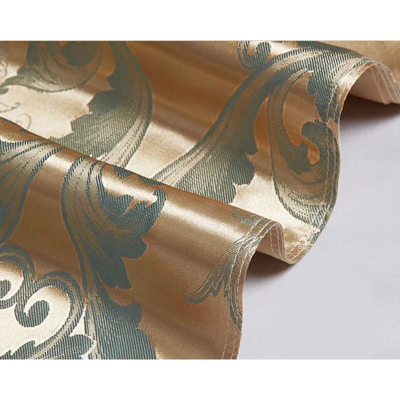 Luxueuze Satijn Rayon Jacquard Dekbedovertrek in Goud & Blauw