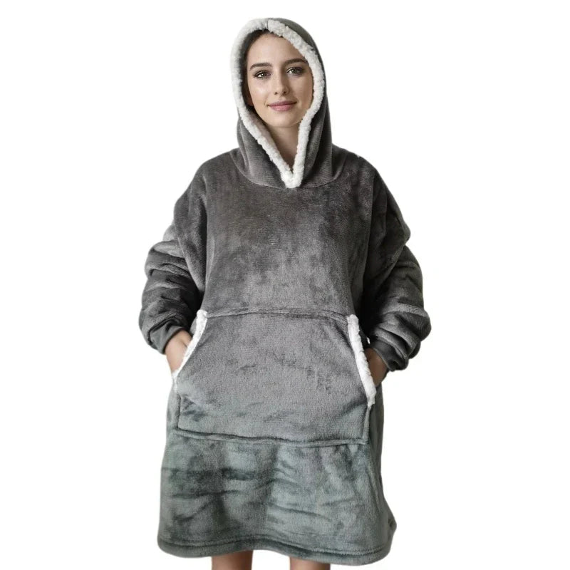 SnugFit Hoody Deken - Luxe Flanel met Sherpa