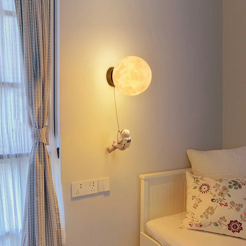 LunarGlow Wall Lamp - Maanvormige Astronaut Verlichting