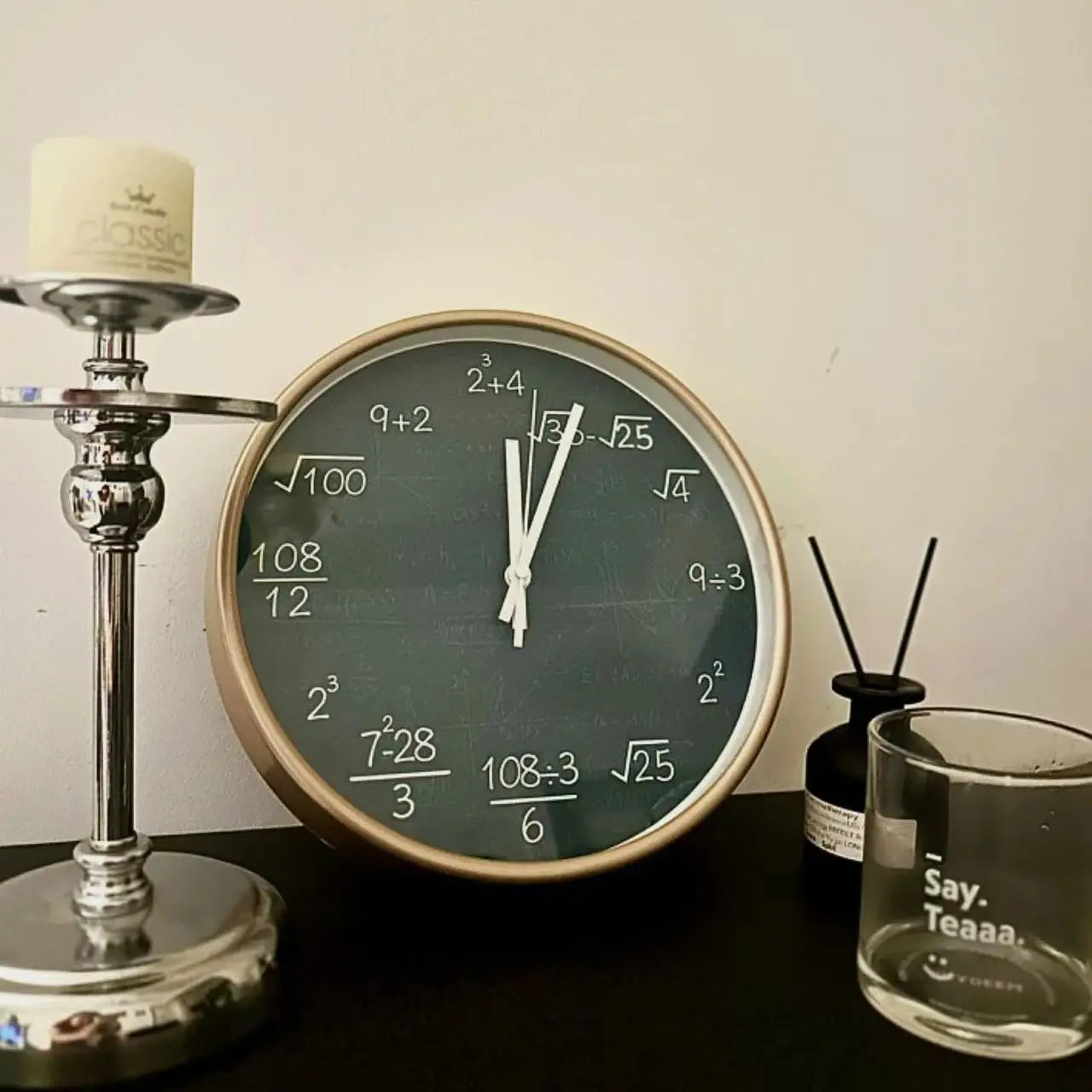 ChalkBoard Clock - Wiskundige Formules Wanddecoratie