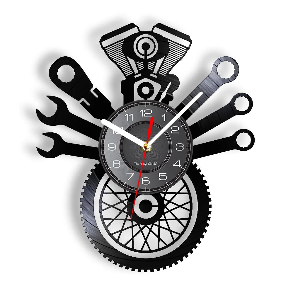 AutoRepair Clock - Moderne Garage Vinyl Wandklok