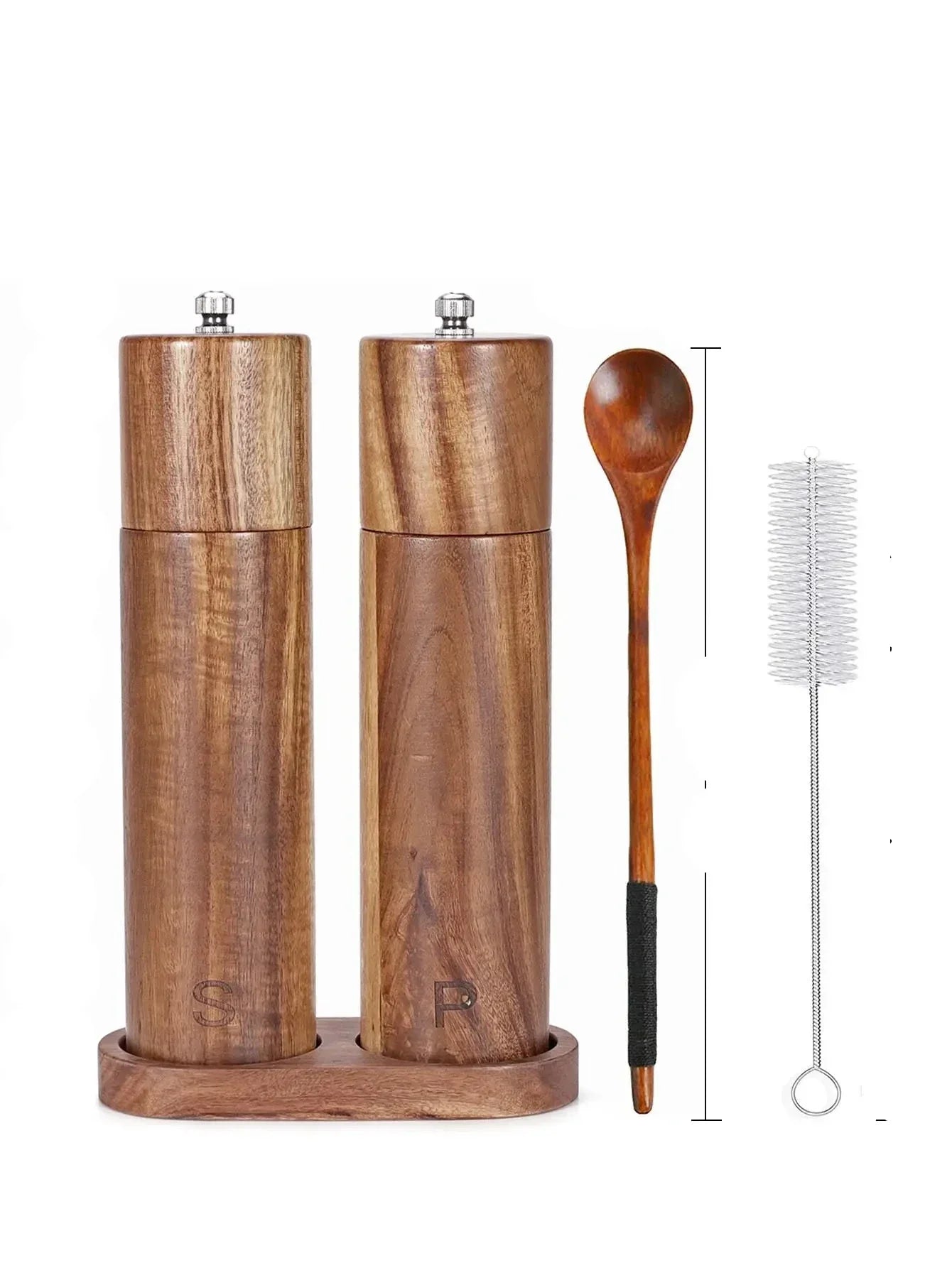 WoodSpice - Luxe Houten Peper- en Zoutmolen Set