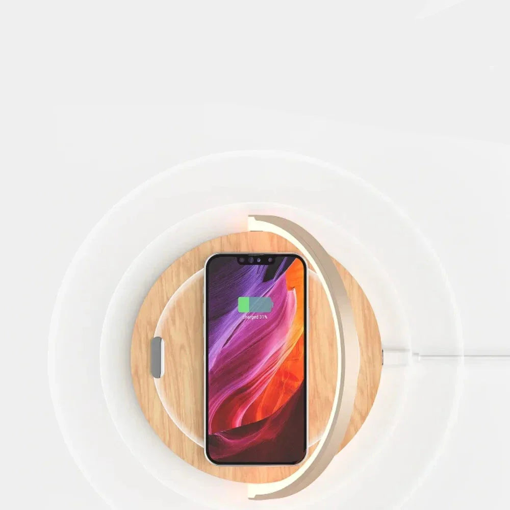 PowerGlow - Draadloze 15W Oplader met Bureau Lamp