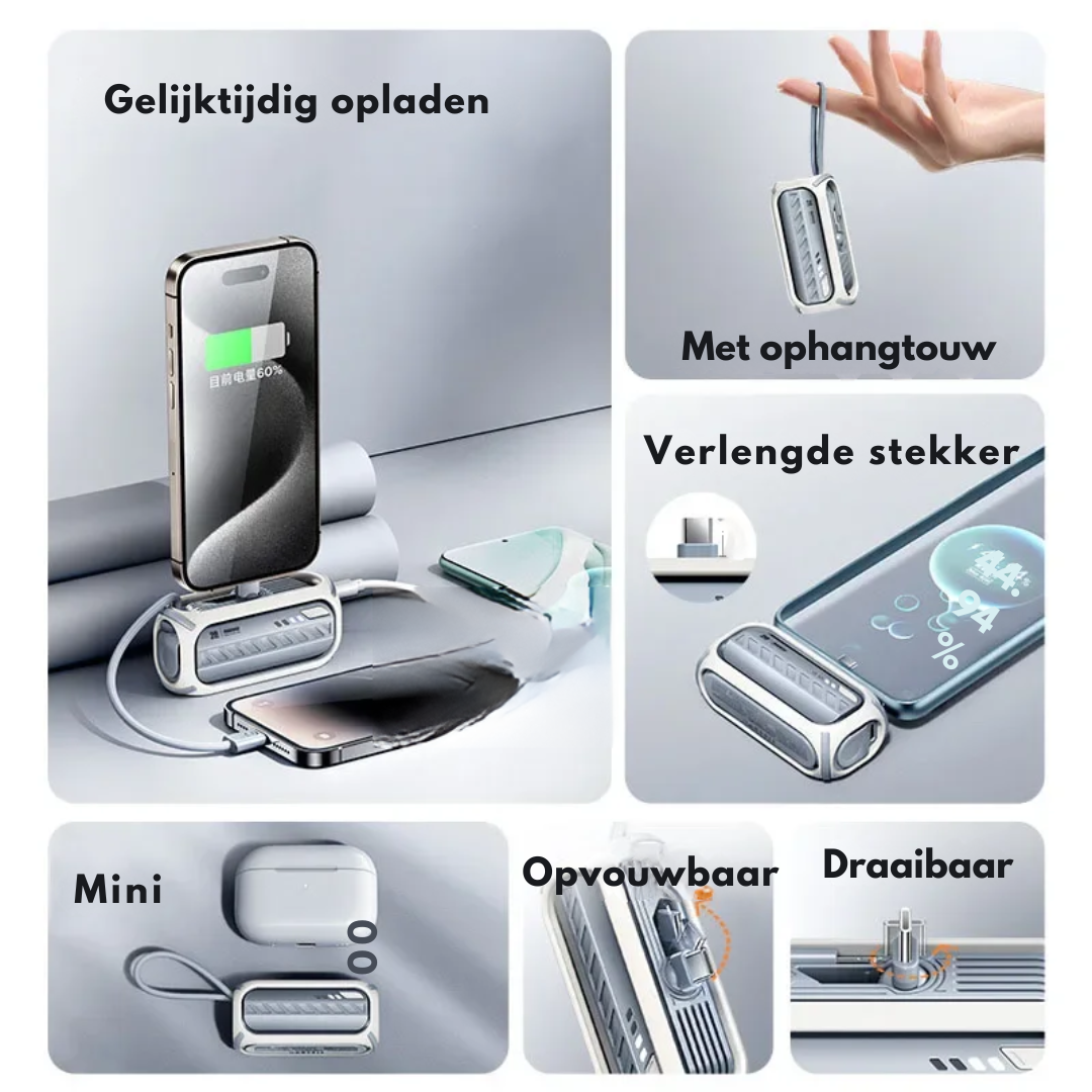 CompactCharge – Stijlvolle Draagbare Powerbank voor Reizen