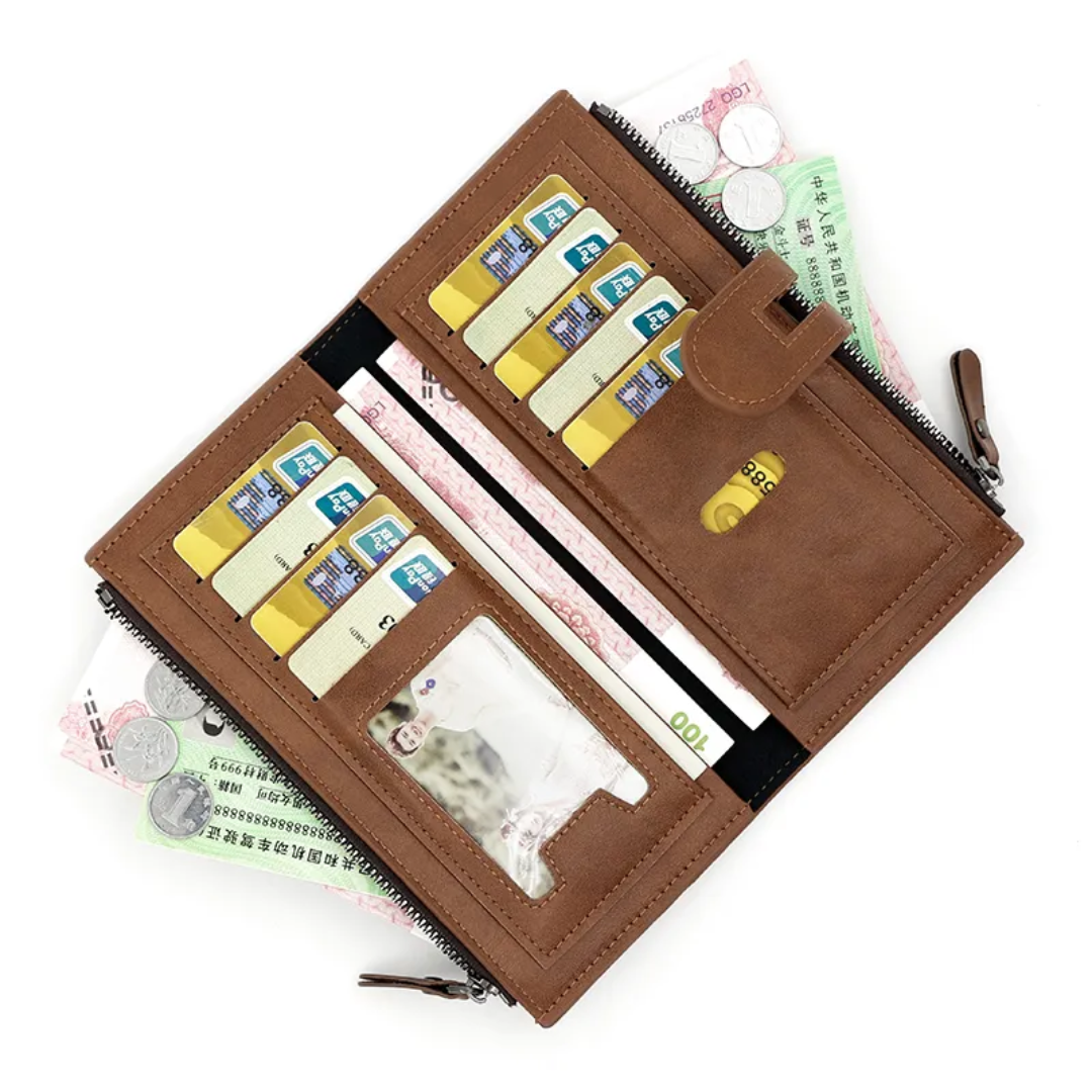 ElegantLeather – Lange Leren Portemonnee voor Dames