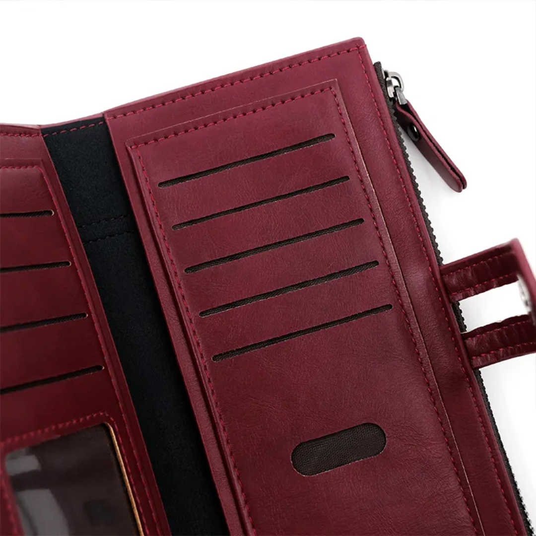 ElegantLeather – Lange Leren Portemonnee voor Dames
