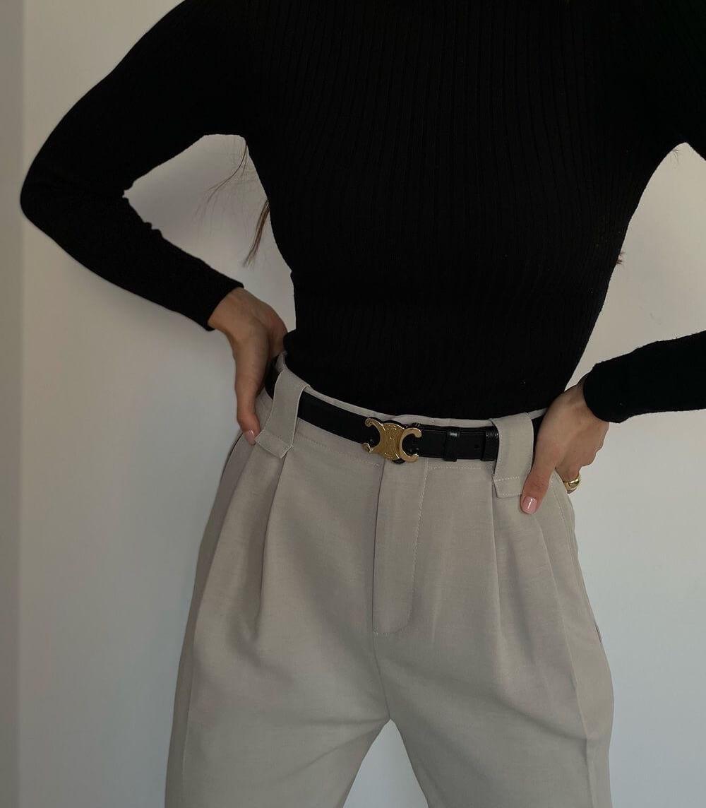 EleganceBelt - Luxe Lederen Riem met Gouden Details