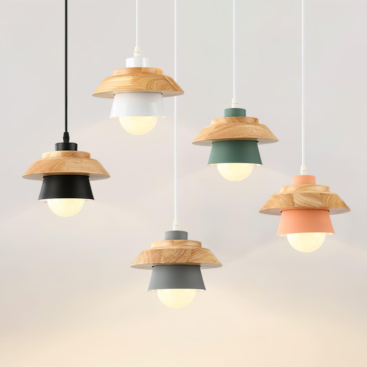 NordicMacaron Luxe Plafondlamp - Scandinavisch Design met Houten Afwerking