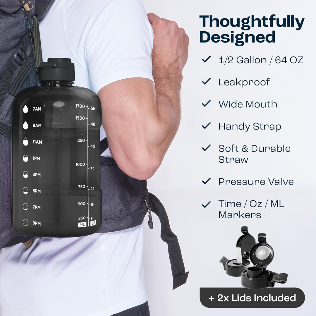 HydraMark - Elegante 2L Waterfles met Tijdsindicator