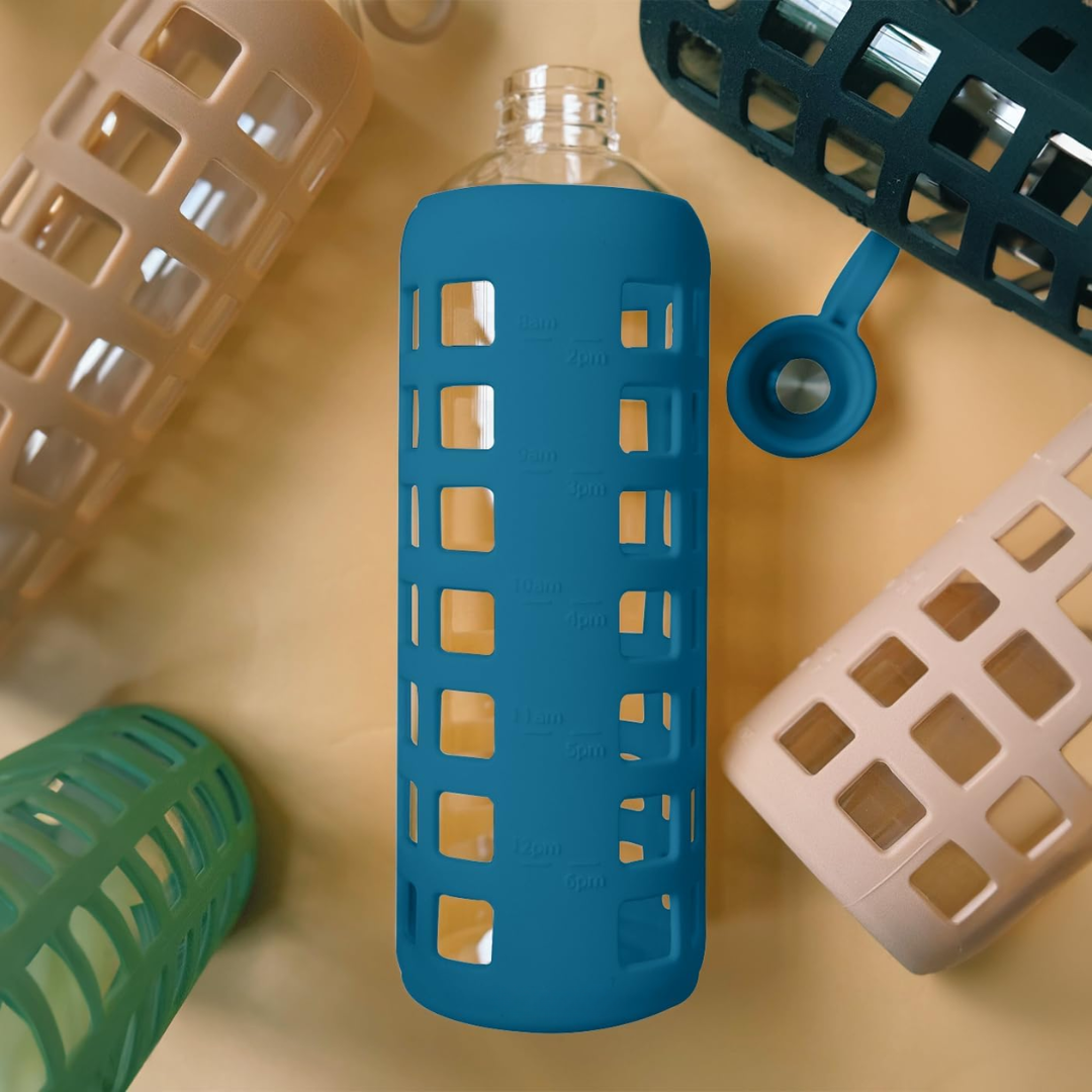 HydraFlow - Glazen Drinkfles met Tijdsindicator en Bescherming