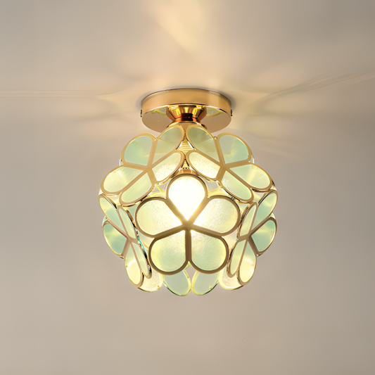 PetalLume – Retro Glazen Plafondlamp met Bloemen