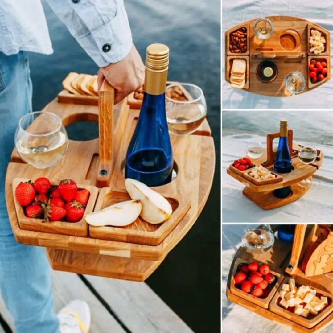 WineFold Table - Elegante Houten Opvouwbare Tafel voor Wijn