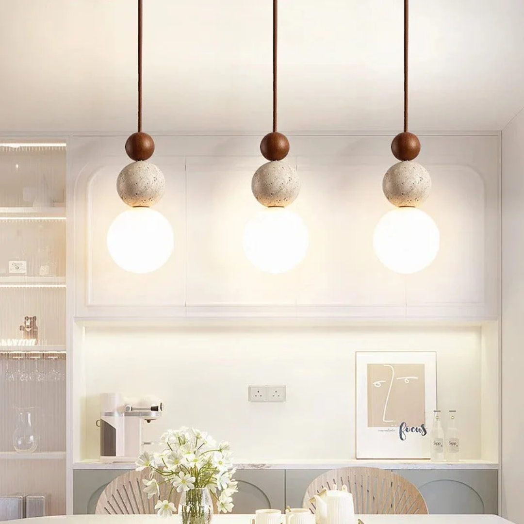 TravertineGlow - Elegante Mahonie Hanglamp voor Thuis