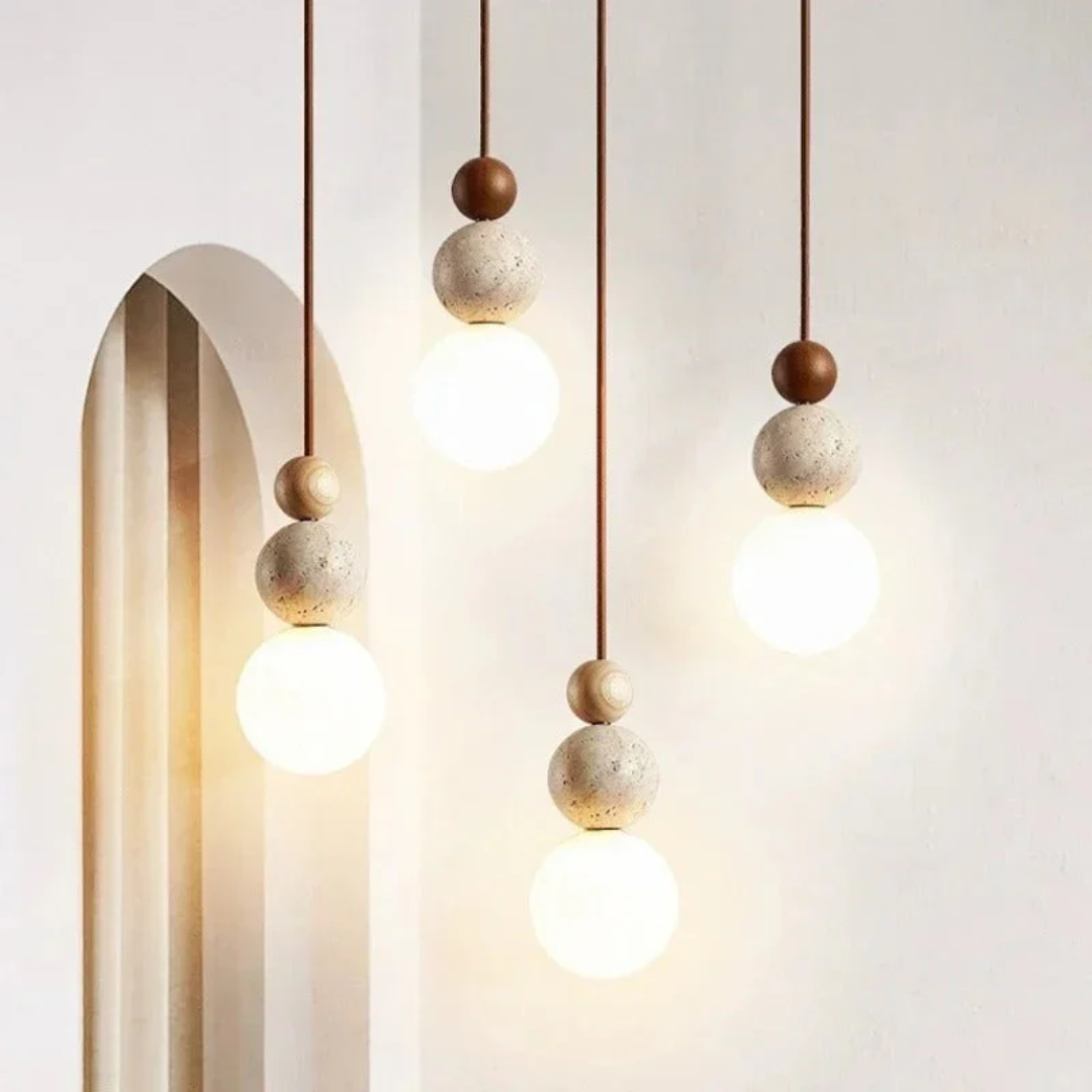 TravertineGlow - Elegante Mahonie Hanglamp voor Thuis