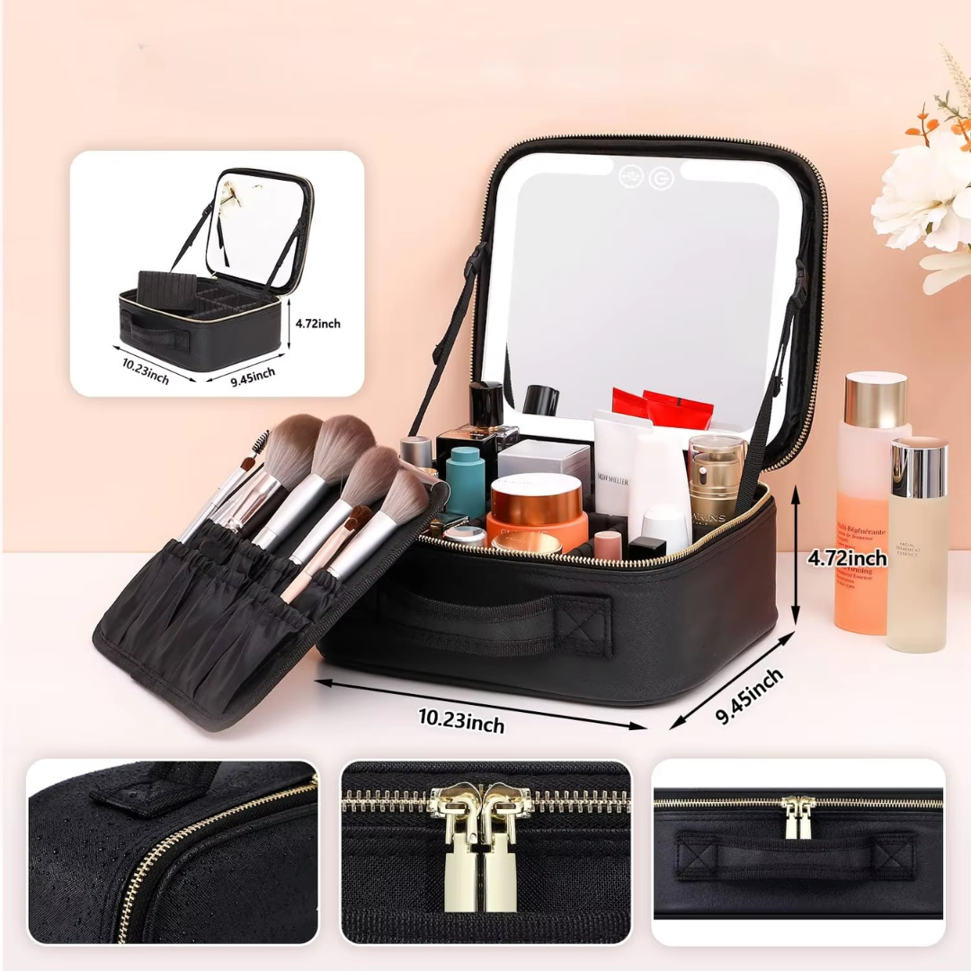 TravelGlow - Luxe Make-up Organizer met Verlichte Spiegel