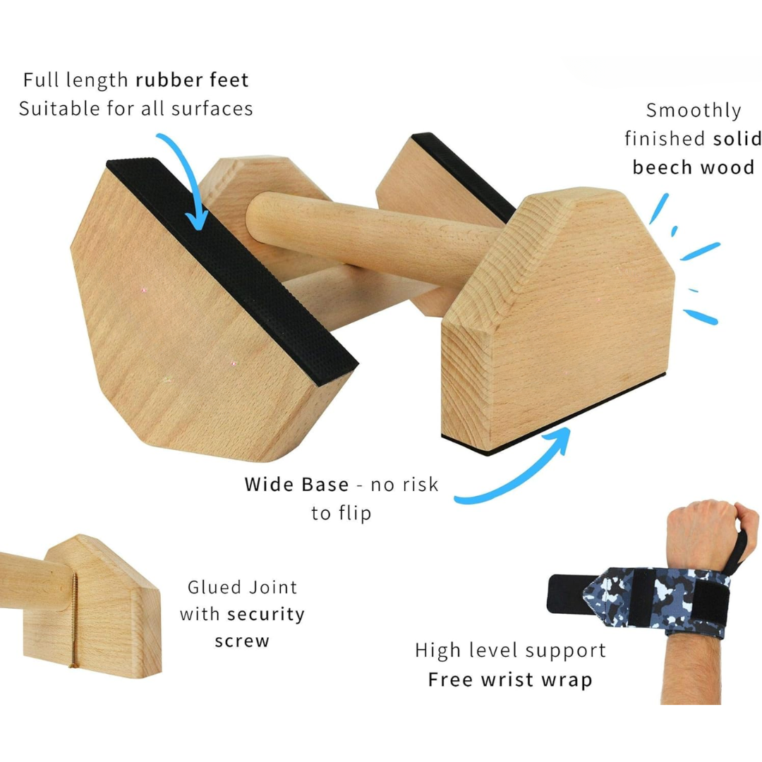 Calisthenics PowerBars – Stevige Houten Push-Up Steunen