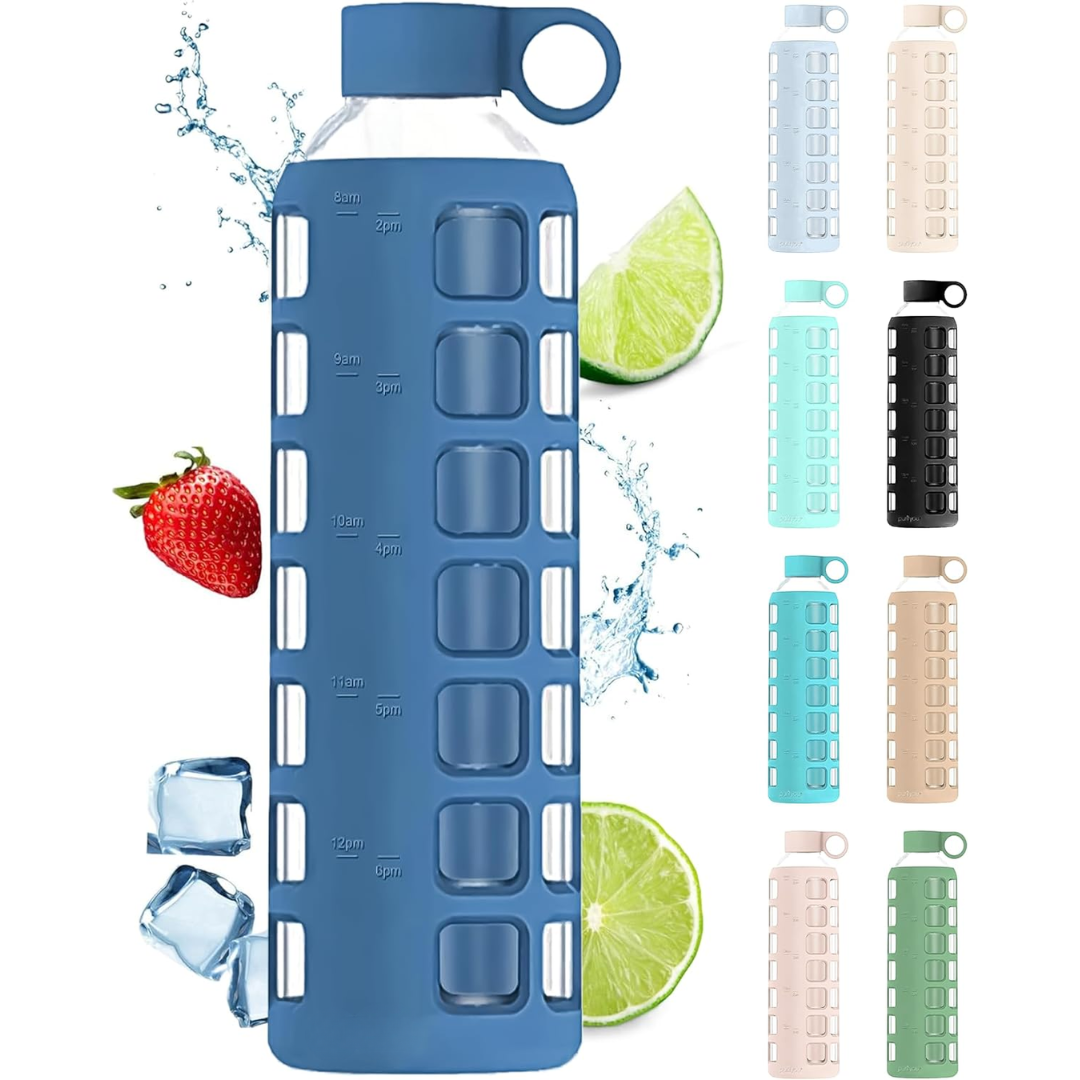 HydraFlow - Glazen Drinkfles met Tijdsindicator en Bescherming