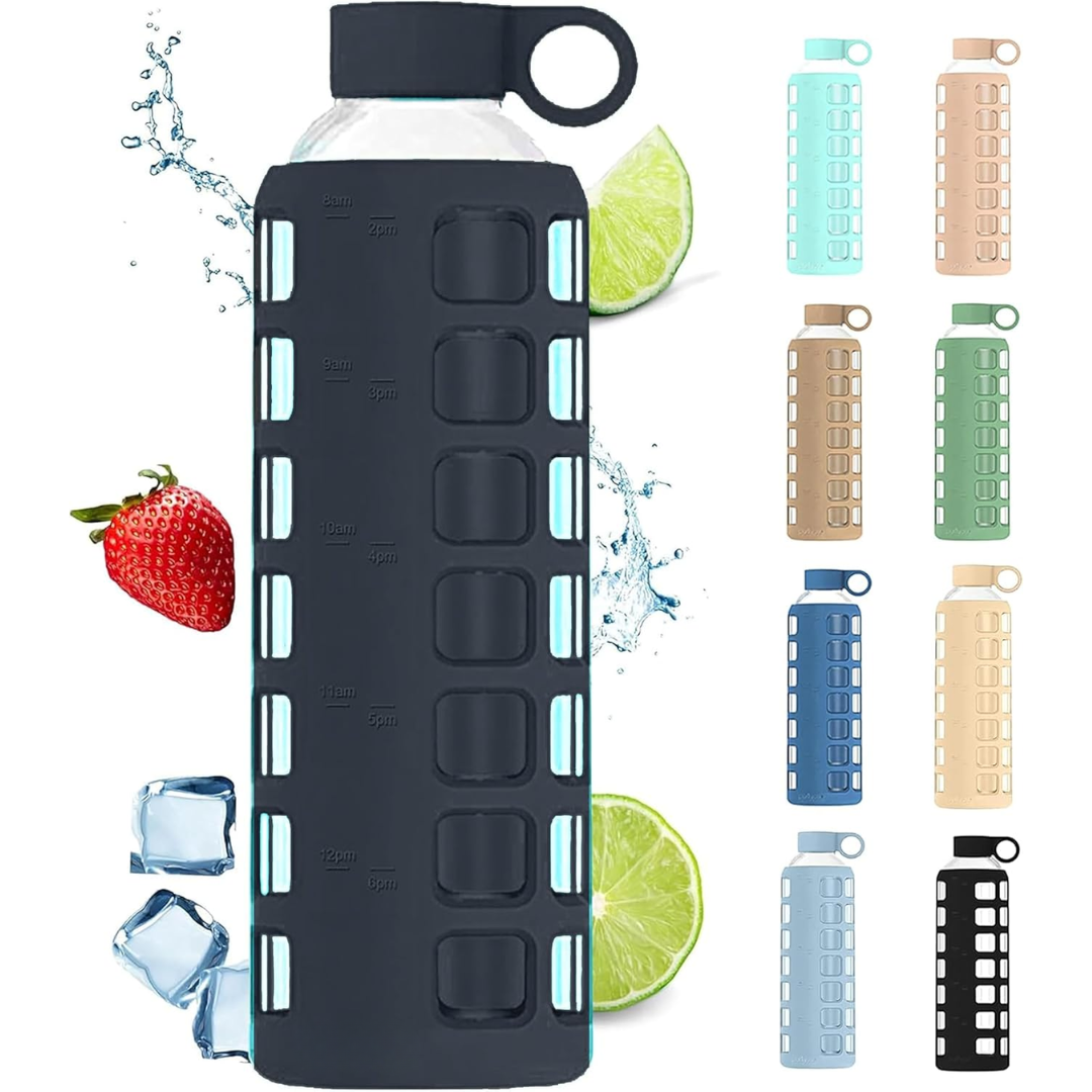 HydraFlow - Glazen Drinkfles met Tijdsindicator en Bescherming