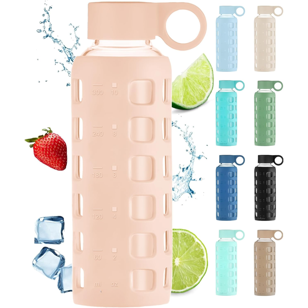 HydraFlow - Glazen Drinkfles met Tijdsindicator en Bescherming