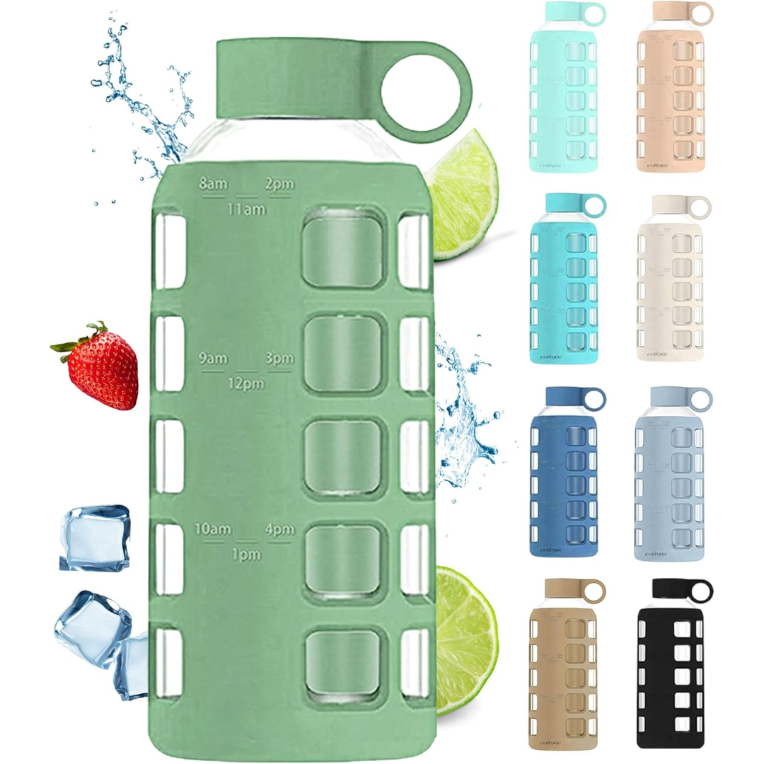 HydraFlow - Glazen Drinkfles met Tijdsindicator en Bescherming