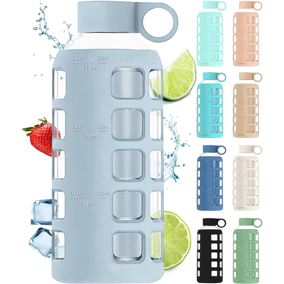 HydraFlow - Glazen Drinkfles met Tijdsindicator en Bescherming